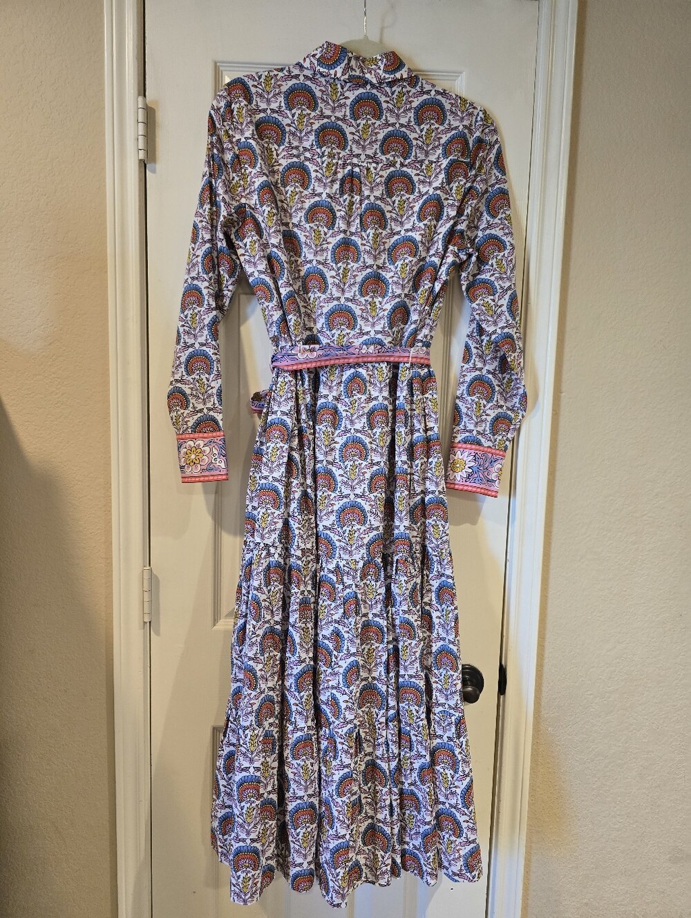 Boden Cotton Flo Cotton Midi Shirt Dress Passion Bud Size 8 - Picture 7 of 11